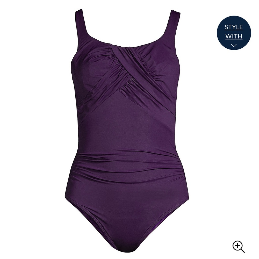 Lands end SlenderSuit Carmela swimsuit BLACKBERRY - Picture 6 of 8